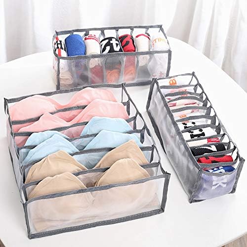Butishop 6 Pcs Underwear Drawer Organizer Foldable Closet Clothes Dividers Nylon Dresser Compartments Storage Box Set Fi