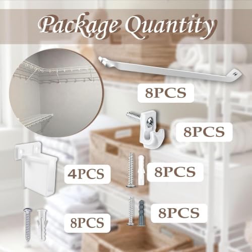 8PCS 12 Inch Wire Shelf Brackets, Wire Shelving Support Brackets