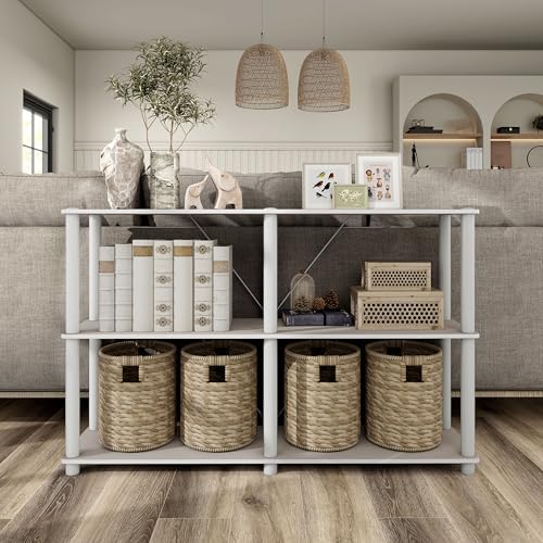 HOMES: INSIDE + OUT Apexa Modern 3-Tier Extra Wide Shelving Units, Collectibles Display Shelves, Easy Assembly Console T