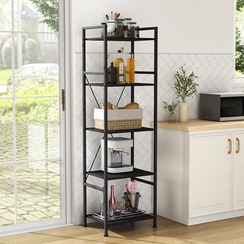 5 Tier Industrial Bookshelf, Storage Organizer, Dark Gray