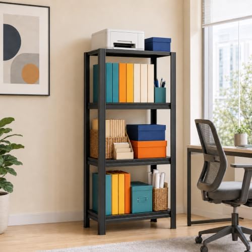 Metal Bookshelf Adjustable Bolt-Free Bookcase Heavy Duty Book Shelf 2000LBS