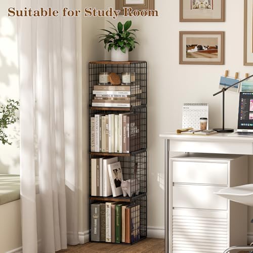 Dmevkic 2 Cube DIY Stackable Small Bookcase,Bookshelf for Small Spaces,Cube Storage Organizer for Living Room, Bedroom, 