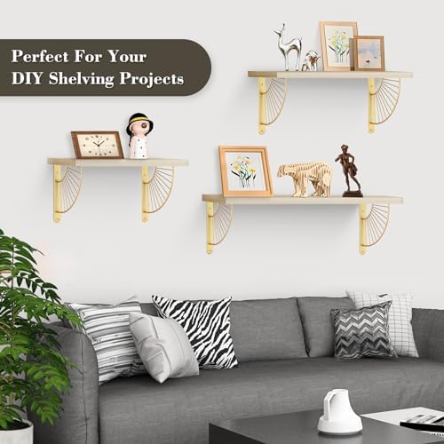 Z METNAL Decorative Shelf Brackets, Brass Metal Shelves Bracket, Wall Decor, Modern Shelving Bracket for DIY Floating Sh