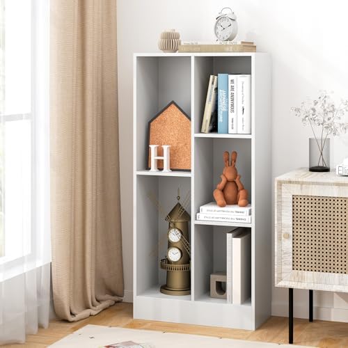 Tangkula 5-Cube Bookshelf, 41”H Floor Bookcase with 2 Anti-Tipping Kits, Freestanding Storage Organizer, Home Office Dis