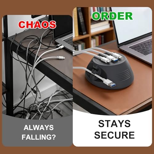 SOOoEC [N52 Ultra-Strong Snap-On Magnetic Cord Holder, Weighted Desktop Cable Organizer, Premium Liquid Silicone, No Col