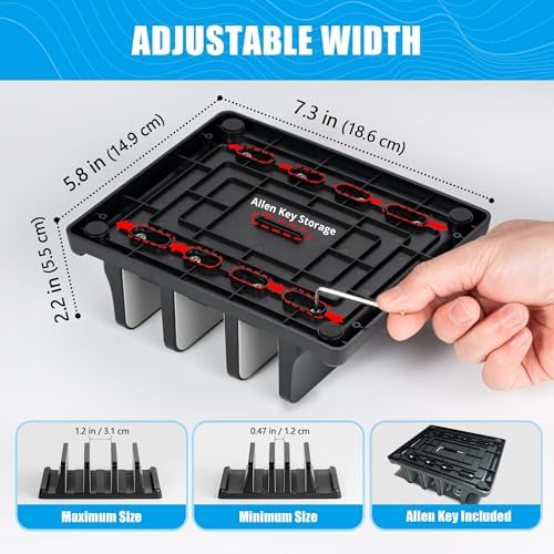 Ryvlan Vertical Laptop Stand, 3 Slot Adjustable Laptop Storage Rack and Desk Organizer, Silicone-Padded Holder for Multi