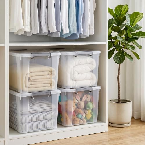 Citylife 2-Pack 69 QT Clear Plastic Storage Bins with Latching Lids