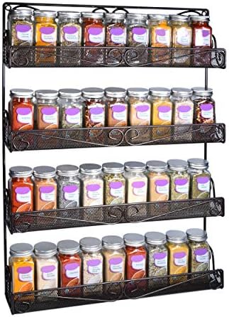 AMT 4 Tier Nail Rack, Pack Metal Wall Mount Organizer, Essential Oils Organizer, Pantry Cabinet Door Shelf Storage. Hang