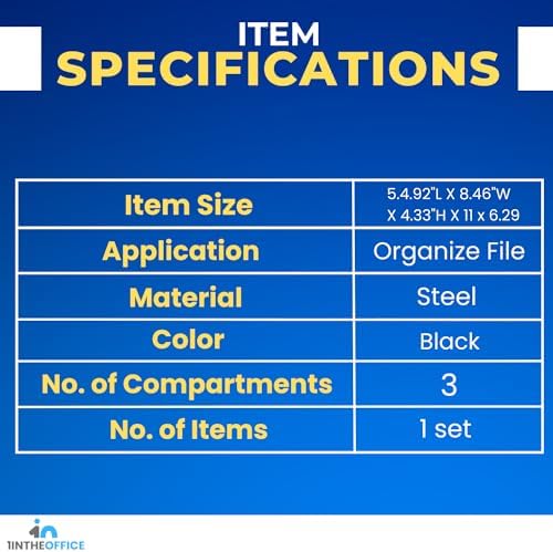 1InTheOffice Desk Baskets and Organizers Tray, Black Mesh Tray, Black Wire Mesh, 3-Compartment Stackable