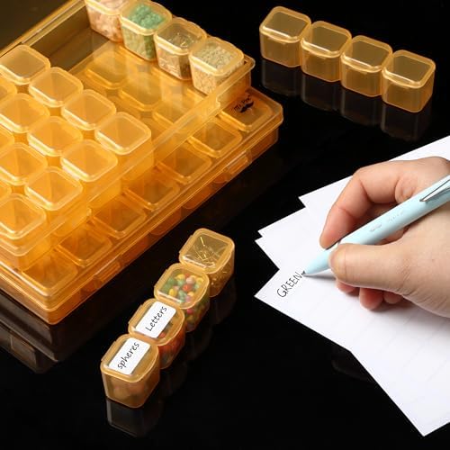 Mr. Pen- Bead Storage Containers, 28 Grids, 2 Pack, Transparent Orange