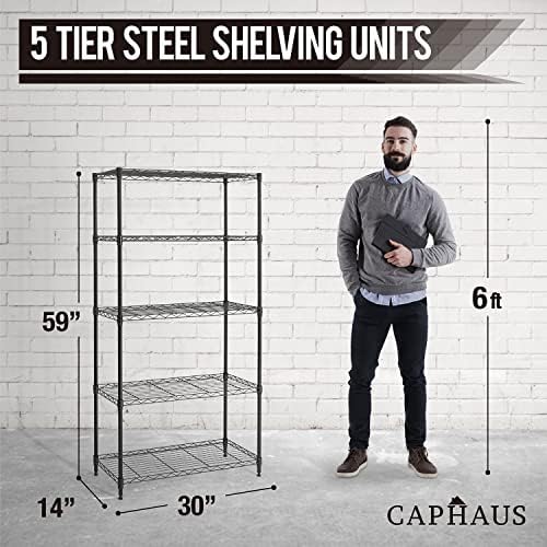 CAPHAUS 3/4/5-Tier Adjustable Height Wire Shelving Unit, Wire Rack Shelving, Metal Steel Storage Shelves, Garage Shelvin
