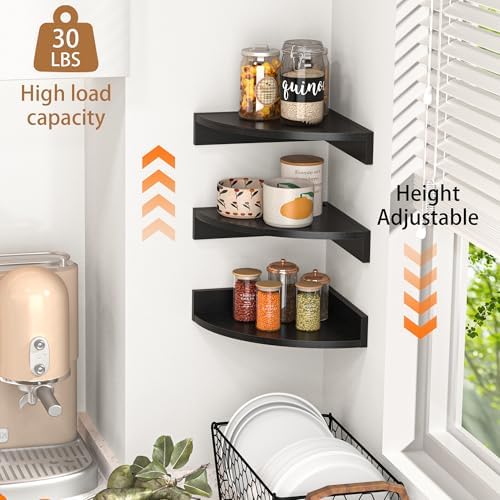 Fun Memories Corner Shelf Wall Mount, Wood Floating Corner Shelves, Corner Wall Shelf for Bedroom, Bathroom, Kitchen, Li