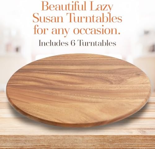 Woodard & Charles Round Acacia Wood Lazy Susan Turntable, 16", 6 Pack
