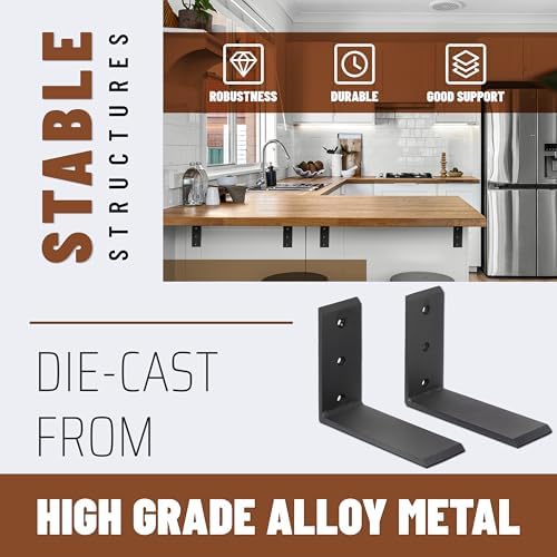 ECOTRIC 2Pcs Countertop Support Brackets 8"x6"x2.5" L Shape Shelf Bracket