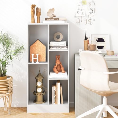 Tangkula 5-Cube Bookshelf, 41”H Floor Bookcase with 2 Anti-Tipping Kits, Freestanding Storage Organizer, Home Office Dis
