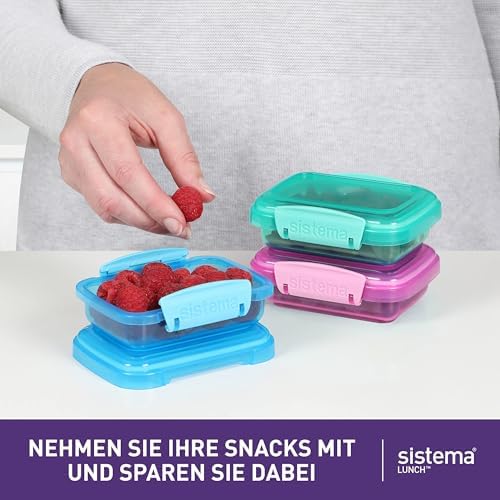 Sistema Lunch Collection Food Storage Containers, 6.7 oz./0.2 L, Pink/Green/Blue, 3 Count
