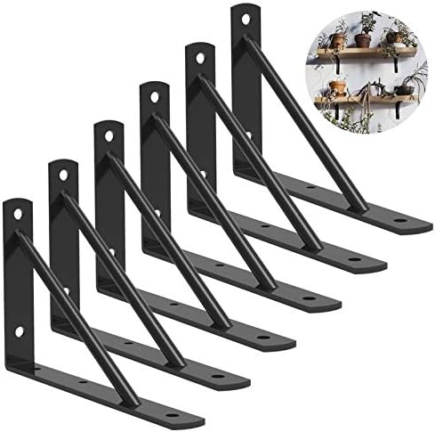 Shelf Brackets 10 Inch Heavy Duty Metal Shelf Holders, Industrial Rustic Farmhouse Iron Floating Shelf Bracket for Open 