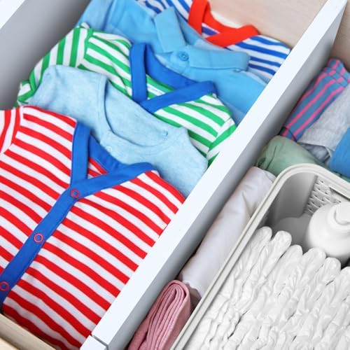 DoubleFill 4 Pcs Deep Bamboo Drawer Dividers, Deep Kitchen Dresser Drawer Organizer with Spring Loaded for Clothes, Adju