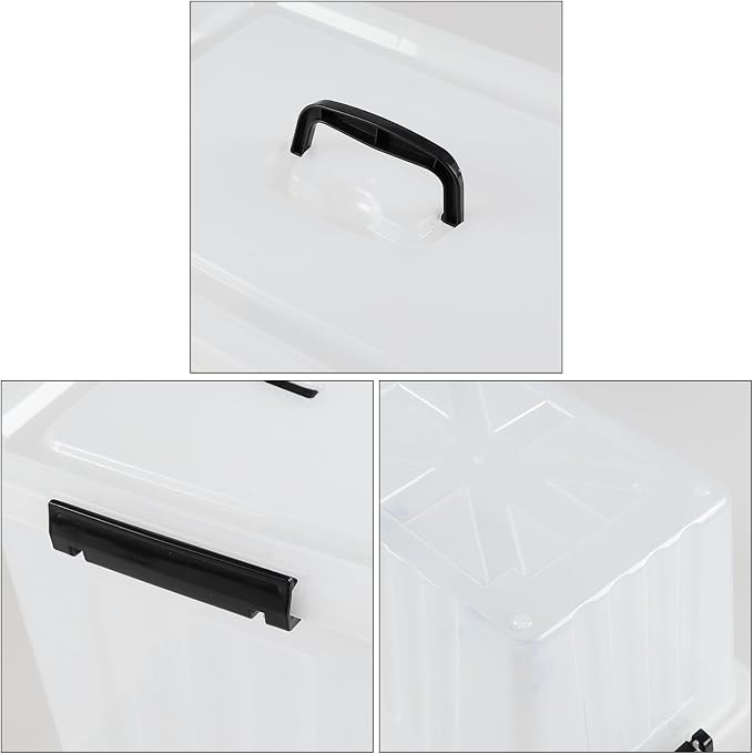 4-Pack Latching Box with Handle, 20L Clear Plastic Storage Bins