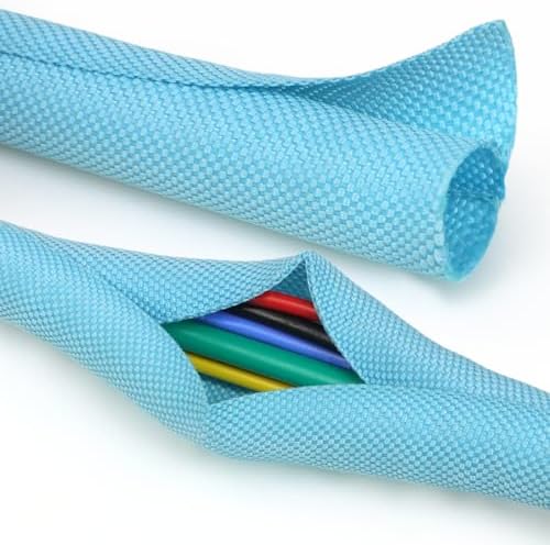Split Braided Cable Sleeve，Flexible Wire Loom Tubing, Automotive Cord Protector Pet Proof, Cable Management for Computer