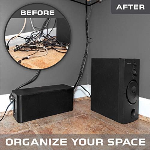 Iron Forge Cable Large Cable Management Box, Black, Includes Cable Sleeve