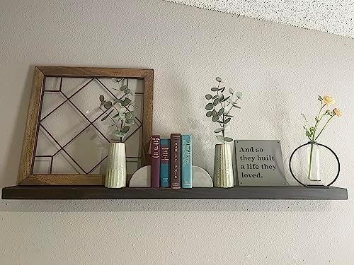 joelsantiques 48 inch Wooden Floating Shelves for Wall - 48x6x2 in, High End Solid Natural Wood, Heavy Duty Bracket, Wal