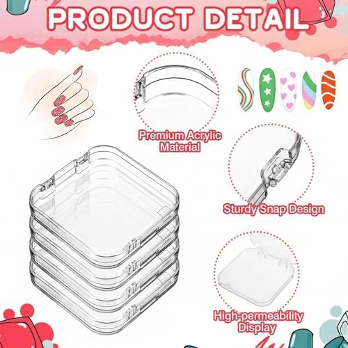 AceOrbit 48 Pcs Press on Nail Box Packaging, Clear Acrylic Case
