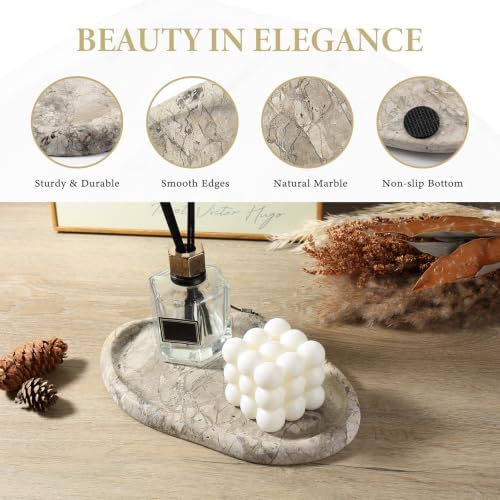 Koville Marble Vanity Tray for Bathroom, Cloud Shape Stone Key Tray
