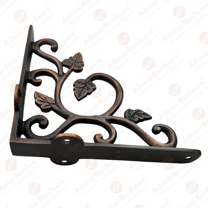 Adonai Hardware "Meshezaheel" Brass Decorative Shelf Bracket (Supplied as 2 Pieces per Pack) - Oil Rubbed Bronze