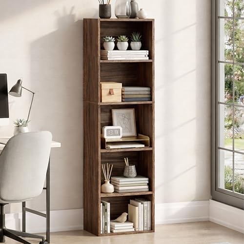 Vida Designs Oxford 5 Tier Cube Bookcase Walnut Wooden Shelf Unit for Office Living Room Furniture