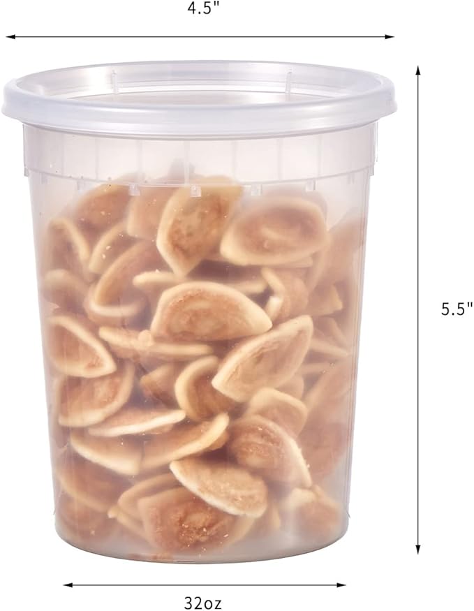 [32 oz. -24 Sets ] Plastic Deli Food Storage Soup Togo Containers With Airtight Lids Clear Disposable Takeout Quart Container Freezer Safe | Meal Prep | Stackable | Leakproof | BPA Free | Microwavable