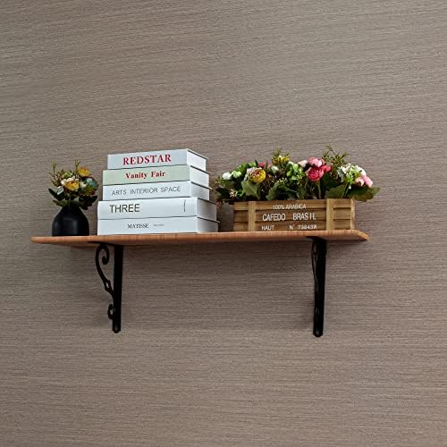 Decorative Shelf Bracket 8 Inch with Screws, Powder-Coated Steel, 6 Pack
