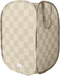 3 Sprouts Pop Up Hamper - Collapsible Laundry Basket, Popup & Foldable Design - Durable Waterproof Fabric for Dirty Clothes, Toys & Towels - Ideal for Dorm, Bedroom & Baby Nursery, Checkerboard Beige