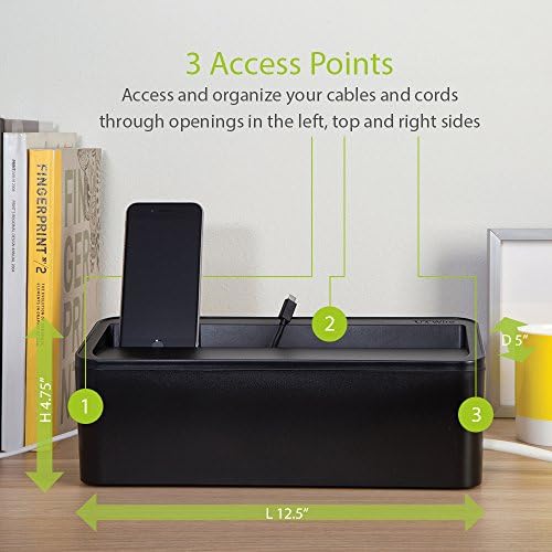 UT Wire UTW-BXSM-BK Desktop Mobile Charging Station & Power Strip Box, Black