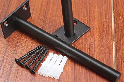 6 Pcs 6" Black Solid Steel Floating Shelf Bracket Blind Shelf Supports - Hidden Brackets for Floating Wood Shelves - Con