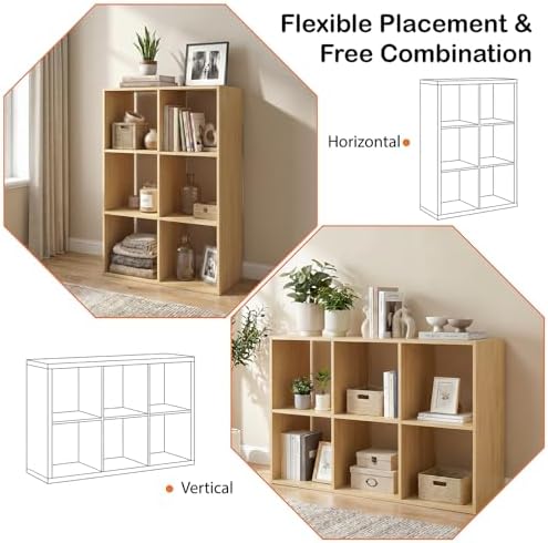 WannabeMyself【Easy Assembly】 6 Cube Storage Organizer with Anti-Tipping Kits,Reversible Open Back Book Shelf, Bookcase f