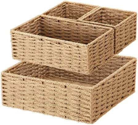 Set of 4 Natural Small Wicker Basket, Classic