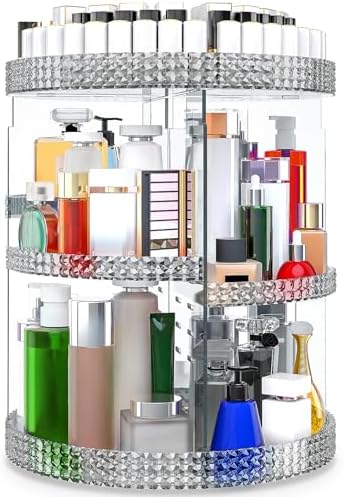 Awenia Makeup Organizer 360-Degree Rotating, Adjustable Makeup Storage, 7 Layers Large Capacity Cosmetic Storage Unit, F
