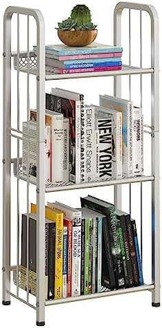 Bookshelf Storage Shelf Small Bookcase Freestanding Storage Stand for Living Room, Bedroom, Kitchen Rust Resistance, Eas