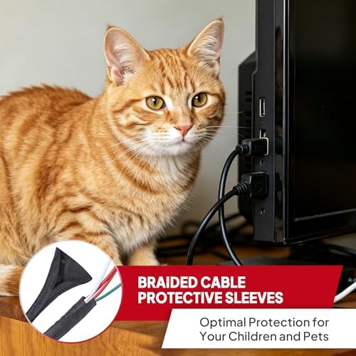 Black Split Braided Cable Management Sleeves 3/4inch -20Feet