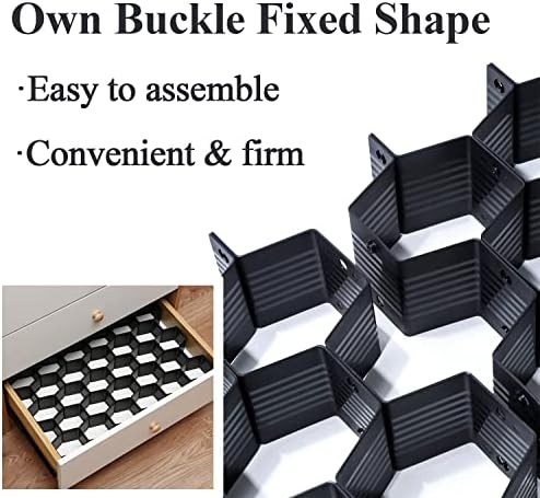 Honeycomb Separator Adjustable Drawer Organizer Divider for Underwear Belt-Scarf Socks Organizer (Grey)