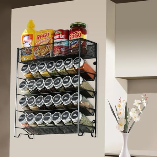 Skiileor Spice Rack Organizer with 28 Spice Jars,Spice Labels and Funnel