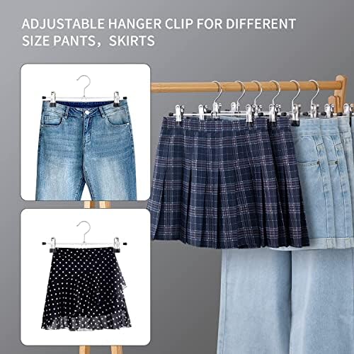 Cimlord 12 Pack Pants Hangers with Clips Skirt Hangers for Women Shorts Hangers Heavy Duty Metal Clothes Hanger for Closet Space Saving Non Slip Trousers Hanger Jeans Hanger for Men,Black,14 Inch