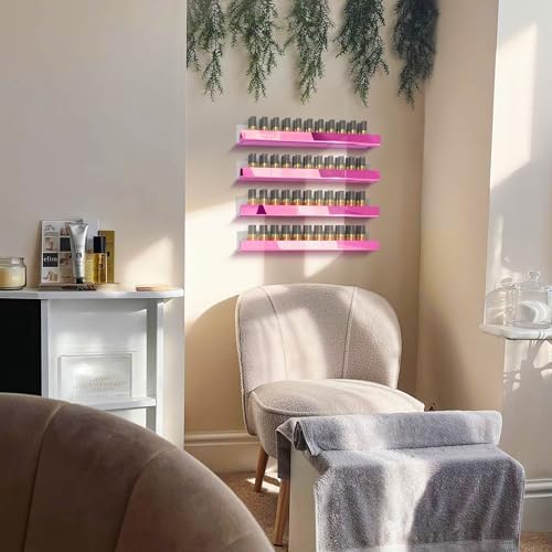 4 Pack 15 Inch Pink Reflective Acrylic Floating Wall Shelves