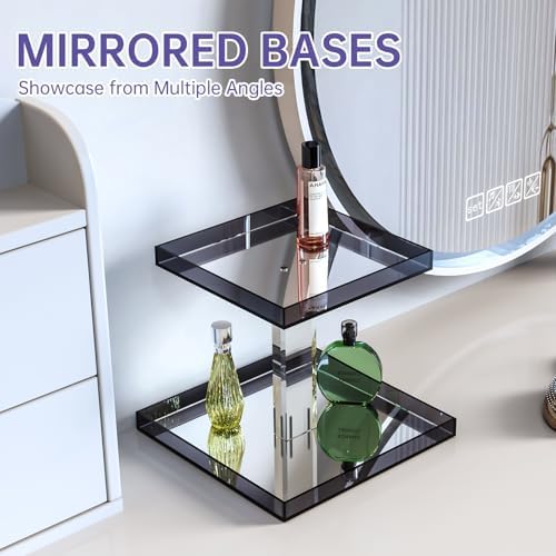 NiHome Perfume Organizer 2-Tier Acrylic Cologne Vanity Makeup Holder, Gray