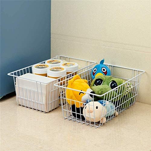 Wire Storage Basket Freezer Organizer Bins Refrigerator Organization Storage Baskets with Handles for Pantry, Freezer, L