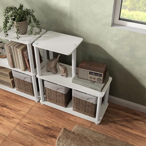 Homes: Inside + Out Apexa Modern 3-Cube Ladder Shelving Units, Collectibles Display Shelves, Easy Assembly Standing Shel