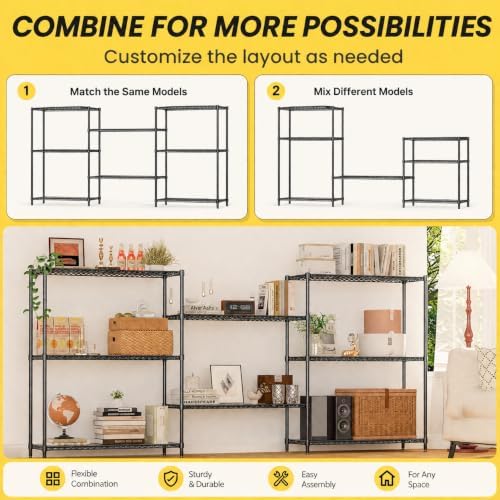 4-Tier Adjustable Storage Shelves 600LBS Heavy Duty Wire Shelving