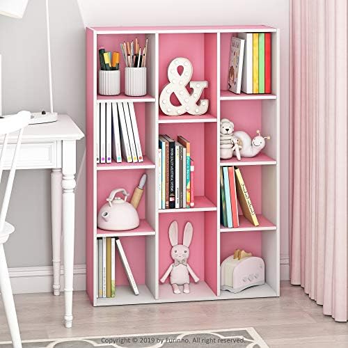 Furinno LUDER Book Shelf, 11-Cube Bookshelf, Reversible Bookcase, 9.4 x 29.1 x 41.7, Easy Assembly, for Living Room, Bed