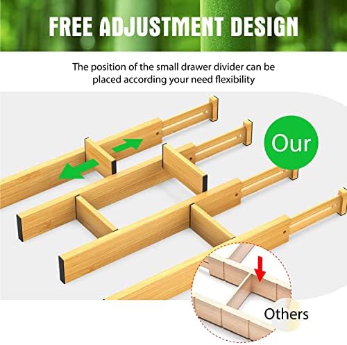 ANTOWIN Bamboo Drawer Dividers Organizers, Drawer Separators Splitter,13-17 inches Long Adjustable Spring-loaded Organiz